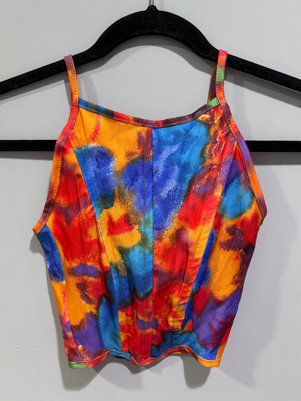 PrettyLittleThing Orange Purple Tie-Dye Strappy Top